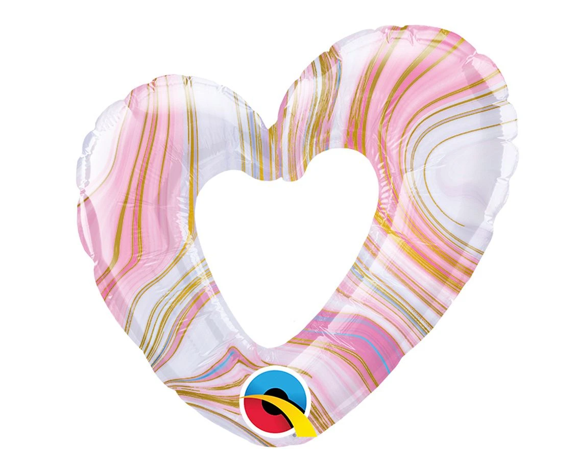 Foil balloon 14" QL SHP Marble Hearts EOL