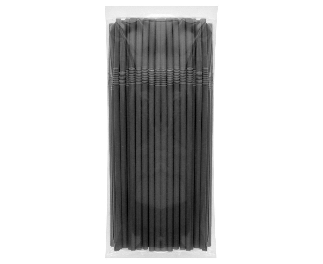Reusable plastic straws (flexible), black 5x210mm/ 100 pcs