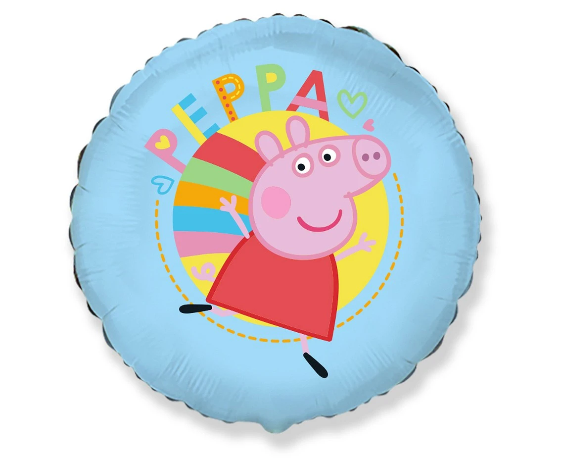 Foil balloon 18" FX - Happy Peppa (blue), 1 pc.,  unpacked (flat)