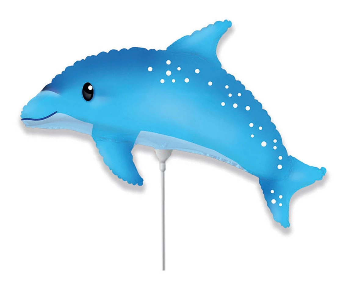 Foil balloon 14" FX - Sweet Dolphin, blue,  unpacked (flat)