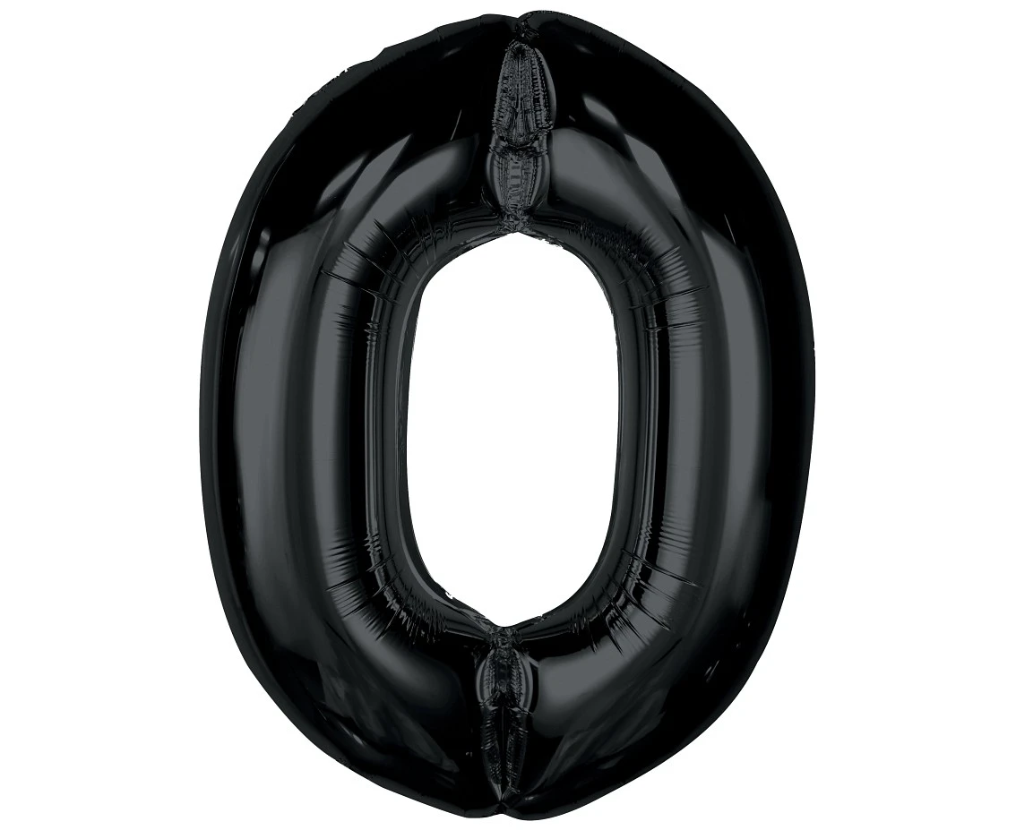 Foil balloon number 0, black, 92 cm EOL