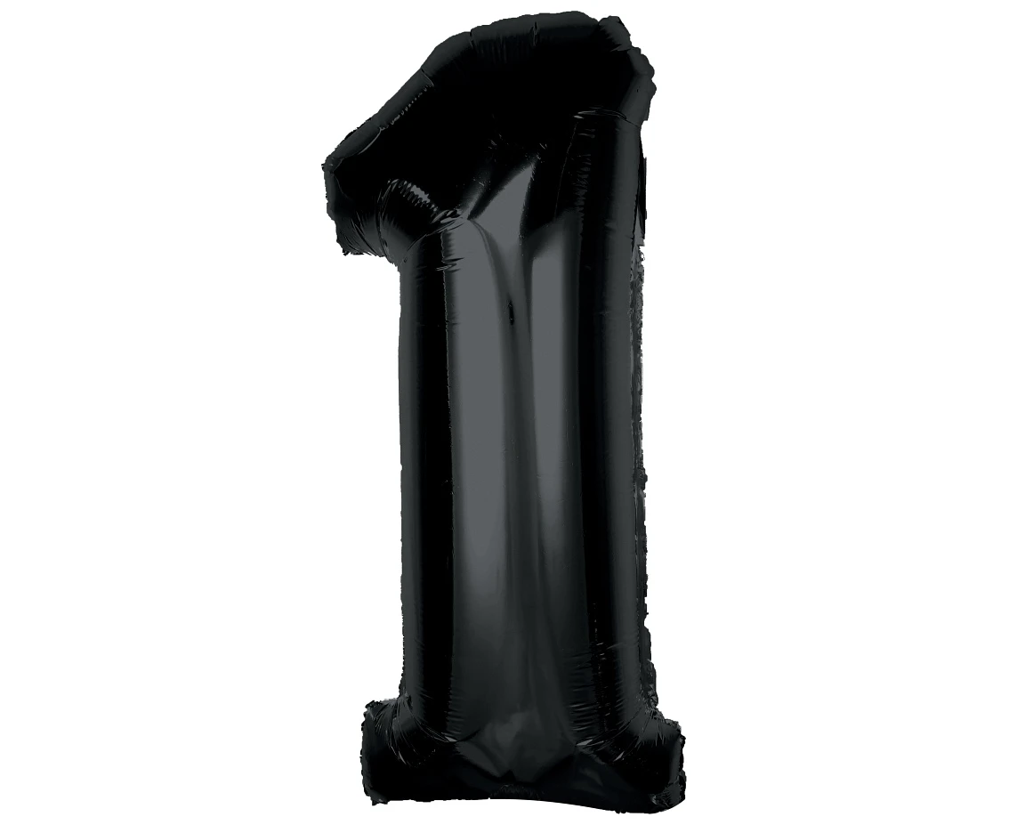 Foil balloon number 1, black, 92 cm EOL