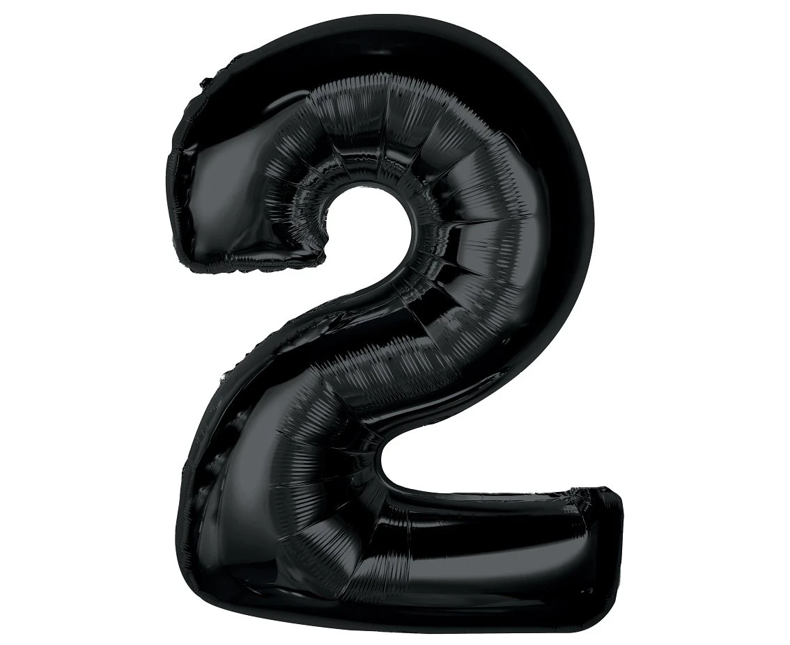 Foil balloon number 2, black, 92 cm EOL