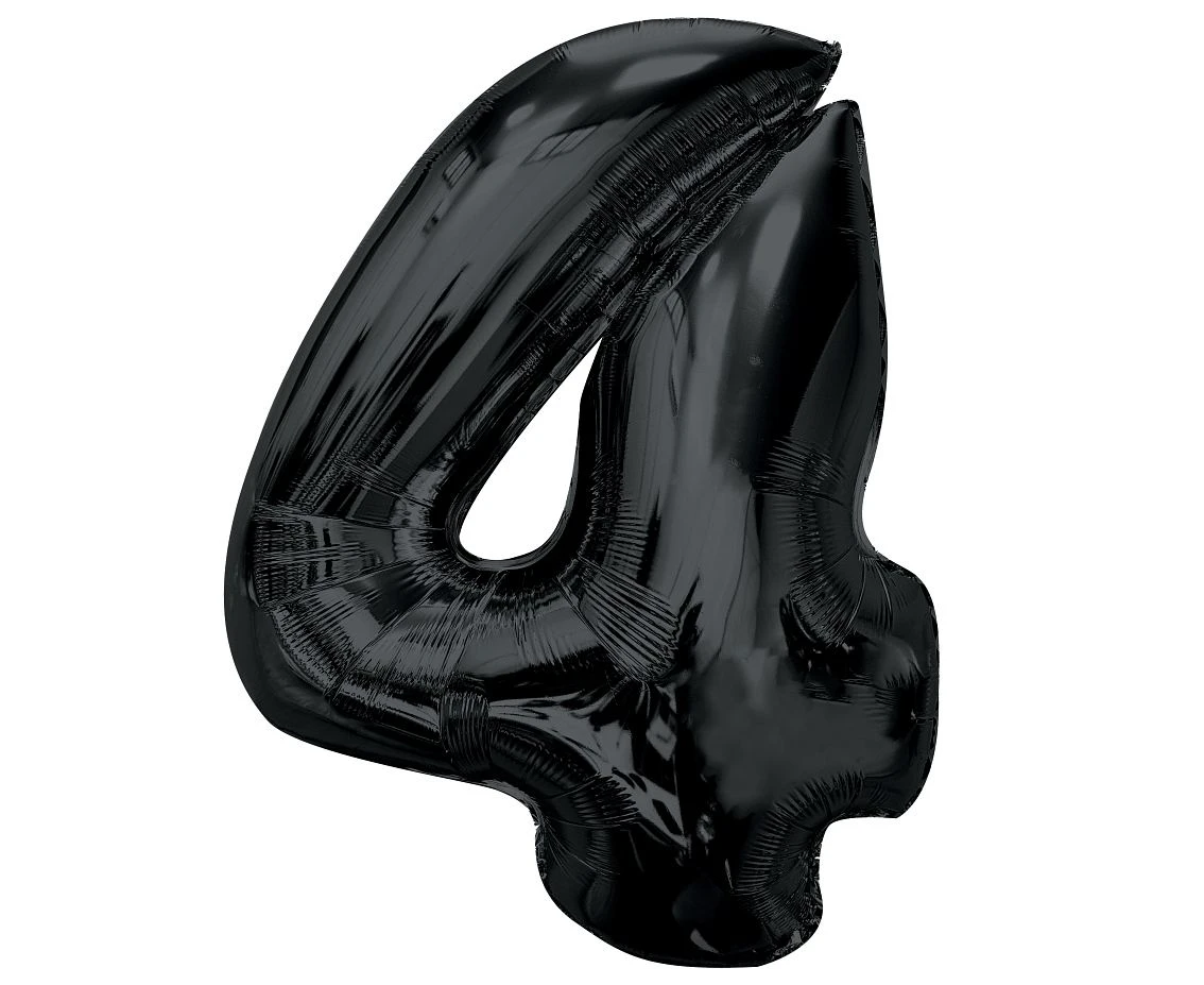 Foil balloon number 4, black, 92 cm EOL