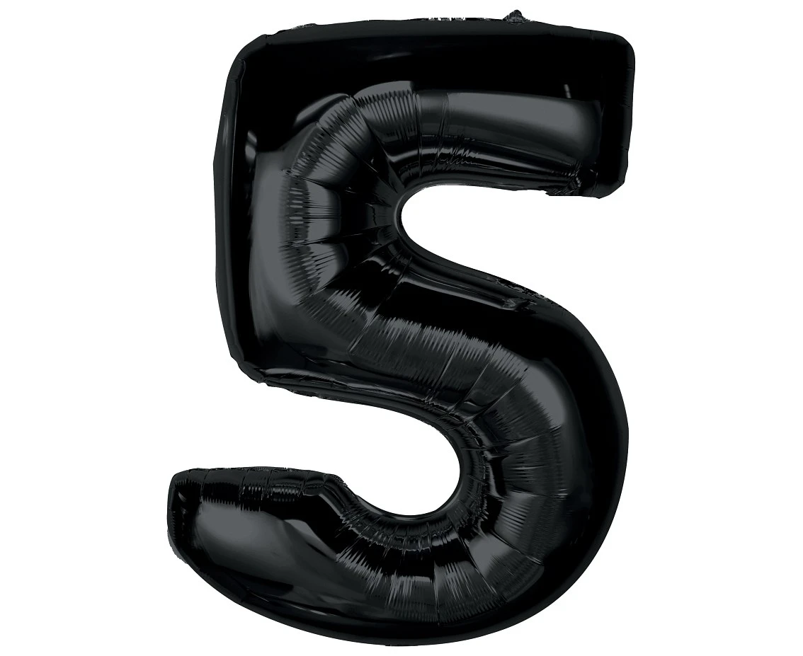 Foil balloon number 5, black, 92 cm EOL
