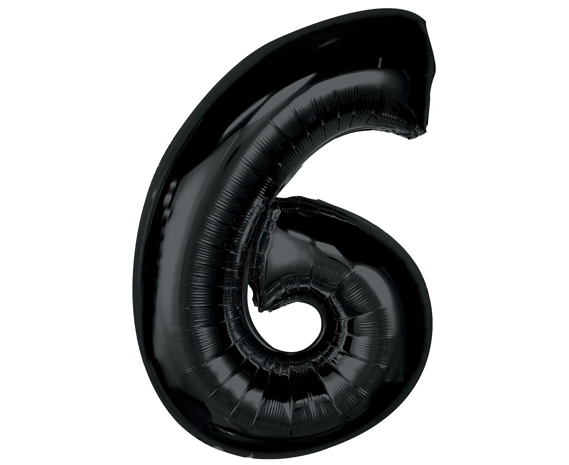Foil balloon number 6, black, 92 cm EOL