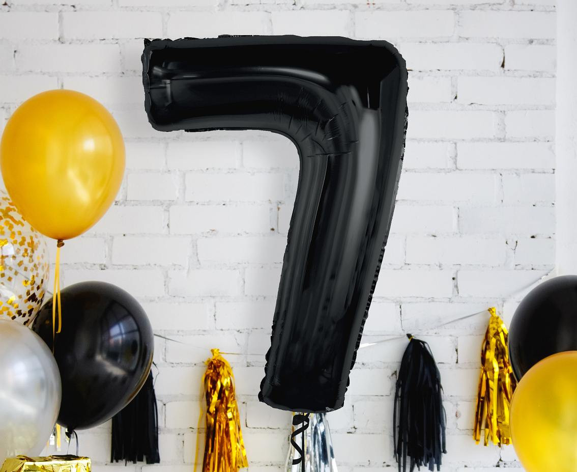 Foil balloon number 7, black, 92 cm EOL