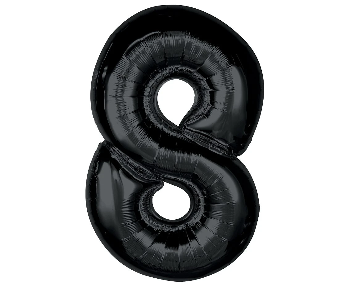 Foil balloon number 8, black, 92 cm EOL