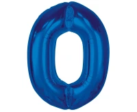 Foil balloon B&C Number 0, blue, 92 cm