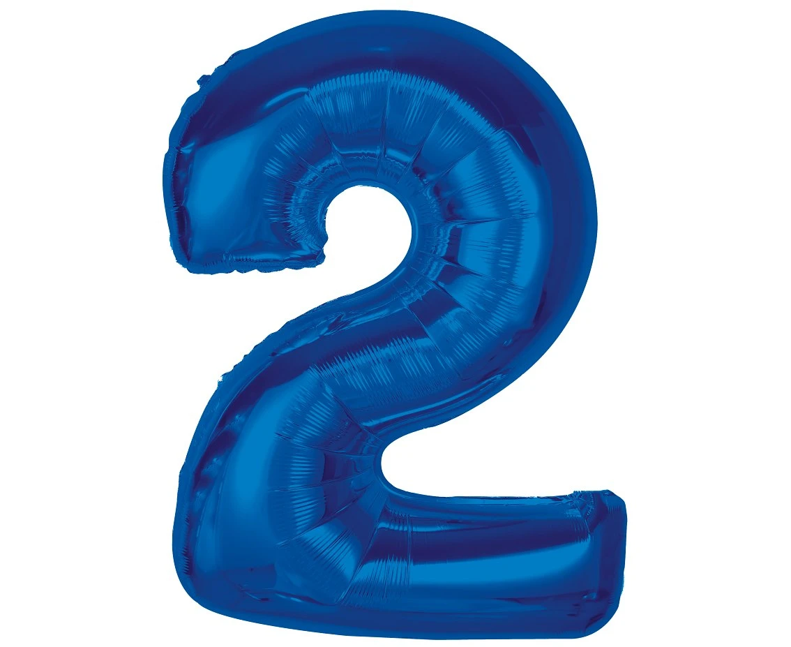 Foil balloon B&C Number 2, blue, 92 cm
