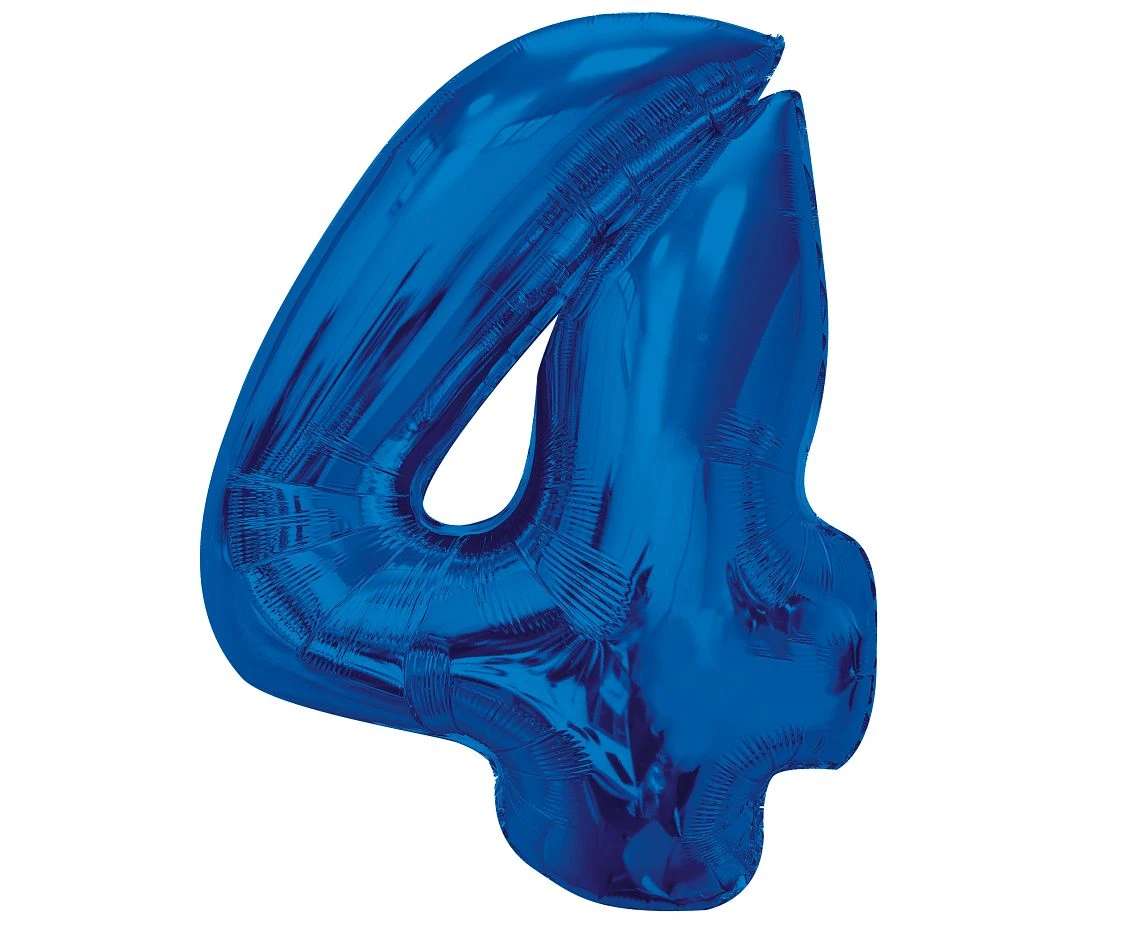 Foil balloon B&C Number 4, blue, 92 cm