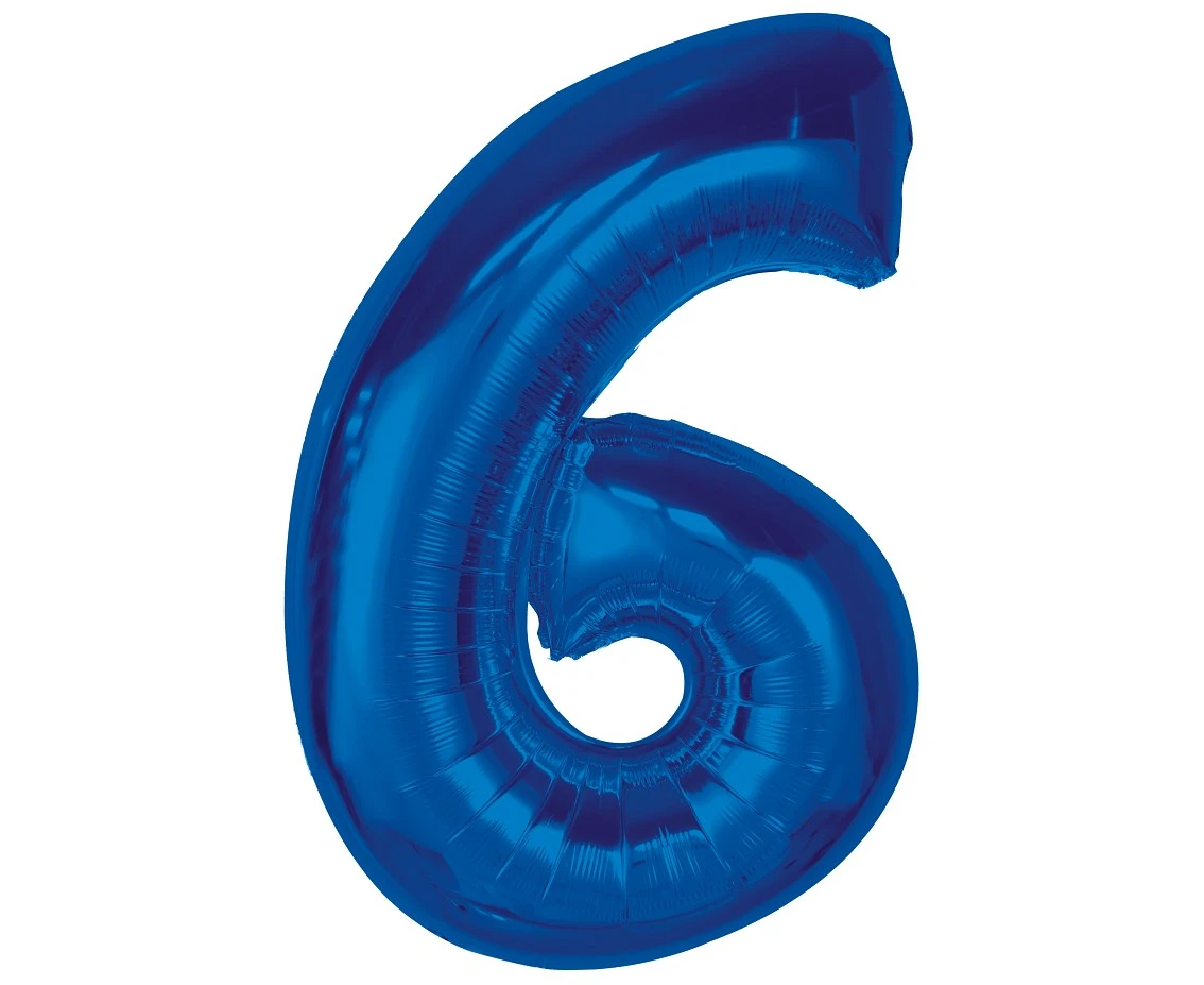 Foil balloon B&C Number 6, blue, 92 cm