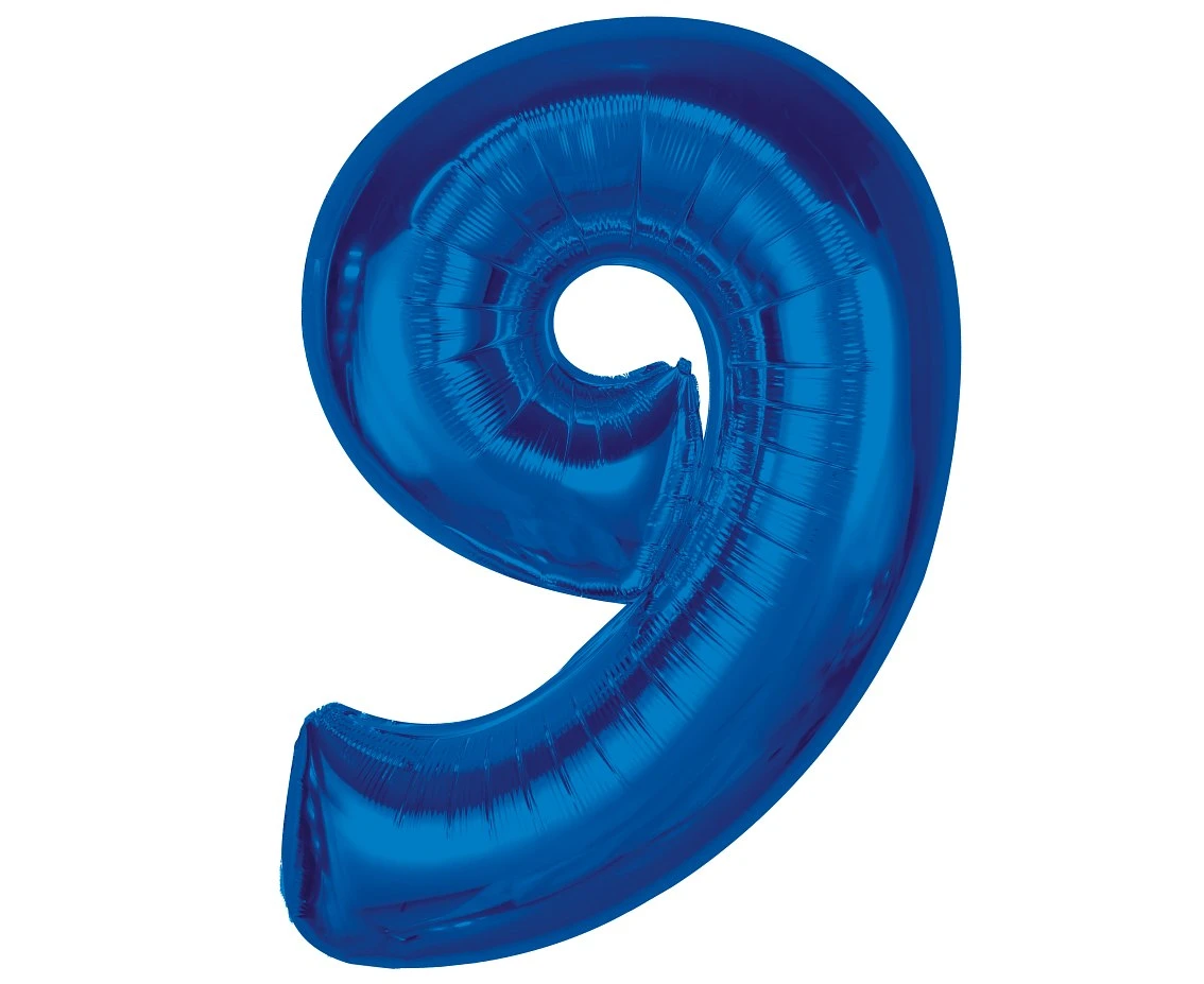 Foil balloon B&C Number 9, blue, 92 cm