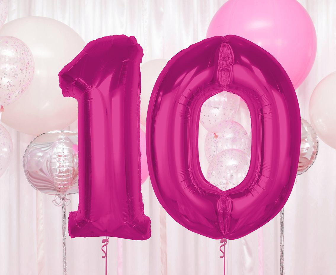 Foil balloon number 0, pink, 92 cm