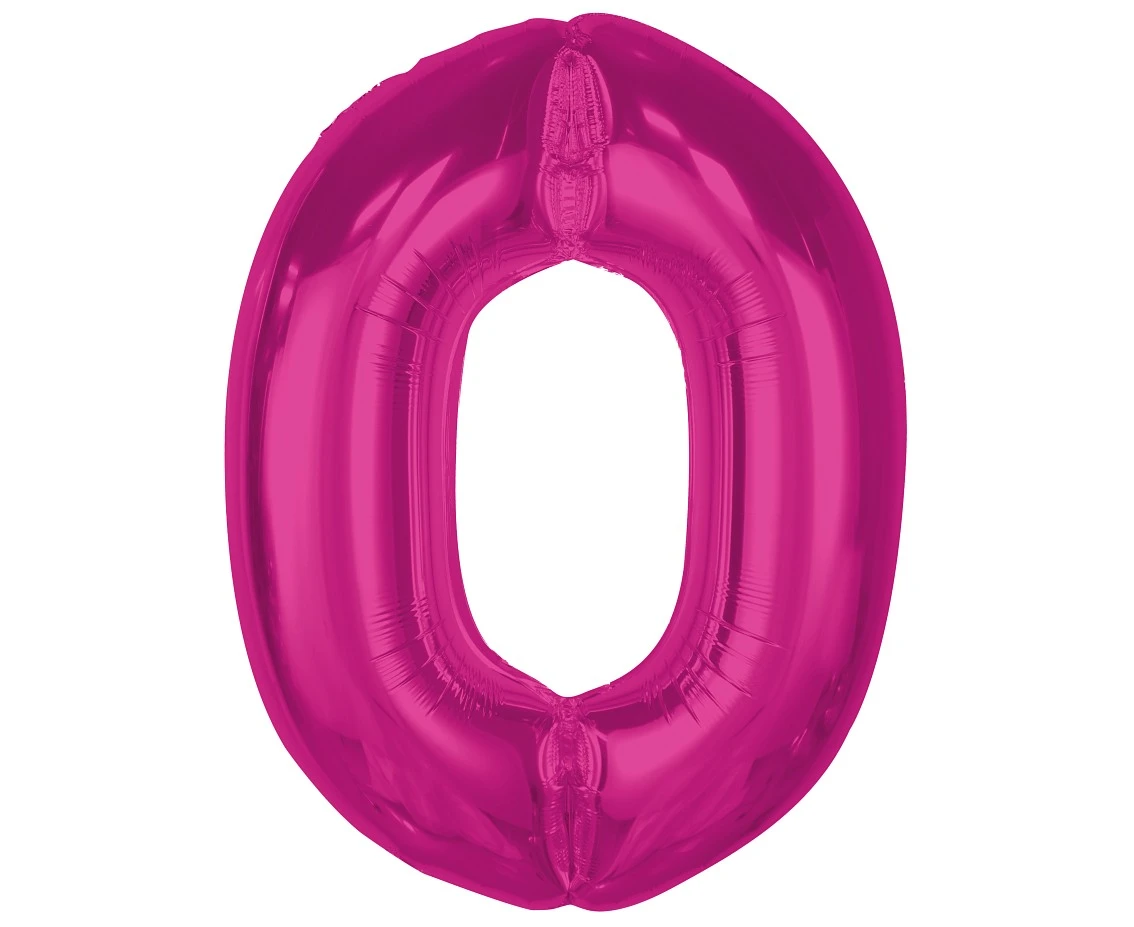Foil balloon number 0, pink, 92 cm
