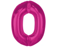 Foil balloon number 0, pink, 92 cm