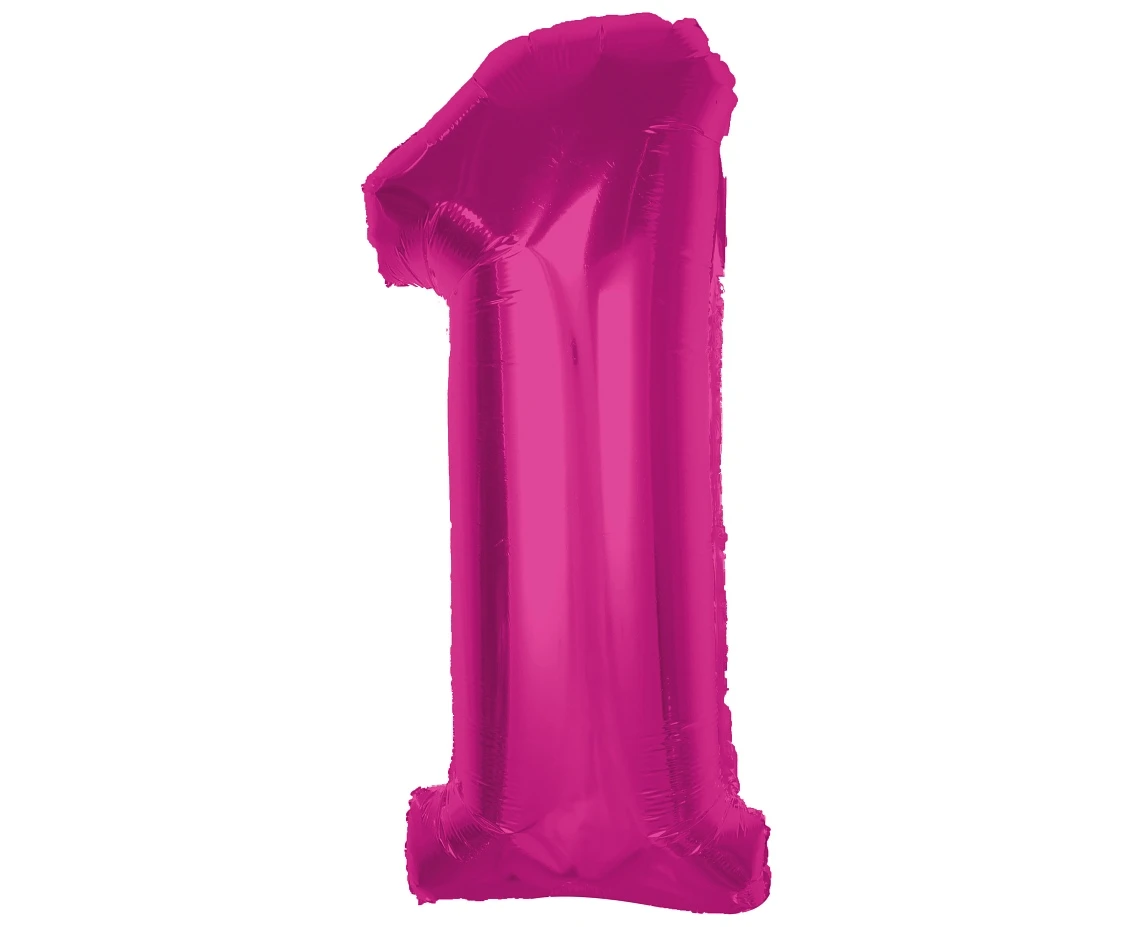Foil balloon number 1, pink, 92 cm