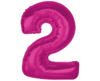 Foil balloon number 2, pink, 92 cm