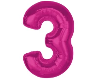Foil balloon number 3, pink, 92 cm