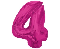 Foil balloon number 4, pink, 92 cm