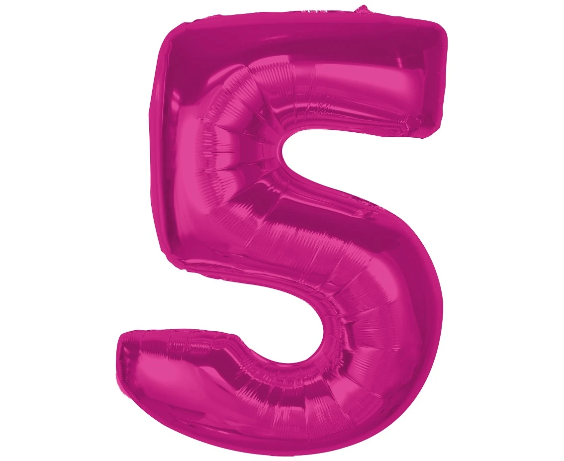 Foil balloon number 5, pink, 92 cm