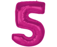 Foil balloon number 5, pink, 92 cm