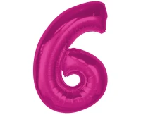 Foil balloon number 6, pink, 92 cm