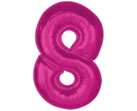 Foil balloon number 8, pink, 92 cm