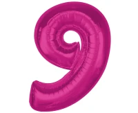 Foil balloon number 9, pink, 92 cm
