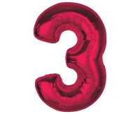 Foil balloon number 3, red, 92 cm EOL