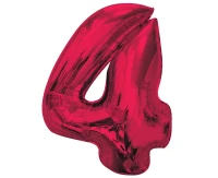 Foil balloon number 4, red, 92 cm EOL