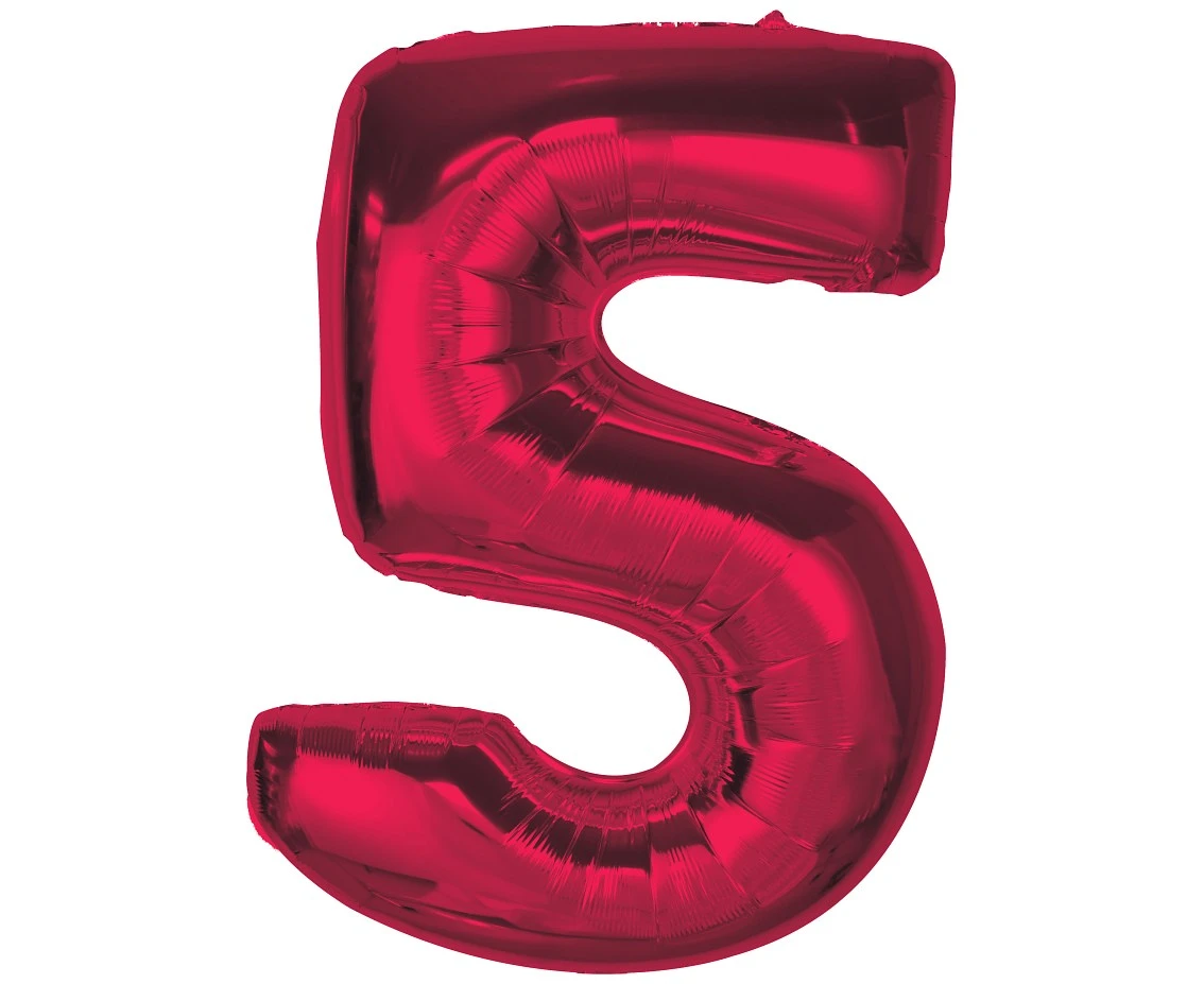 Foil balloon number 5, red, 92 cm EOL