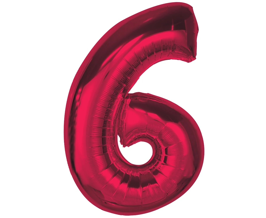 Foil balloon number 6, red, 92 cm EOL