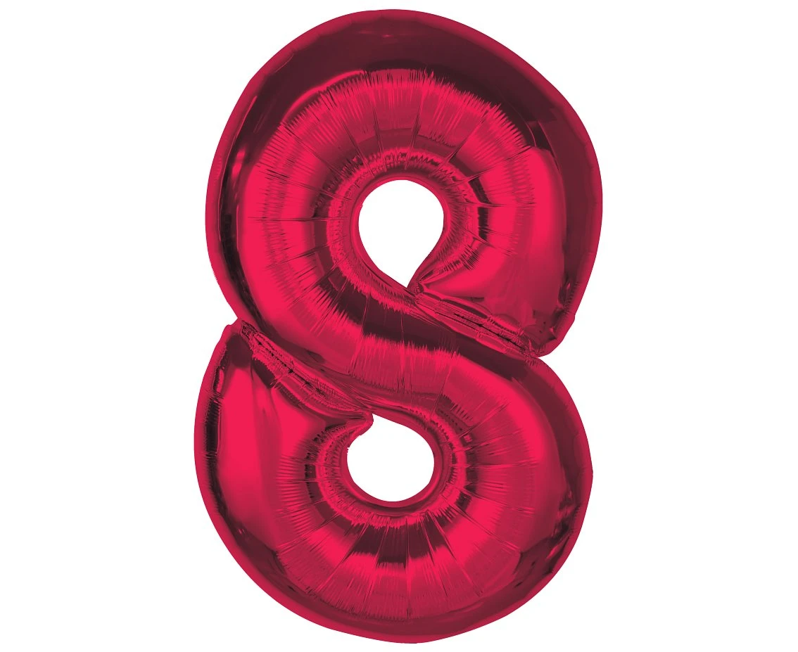 Foil balloon number 8, red, 92 cm EOL