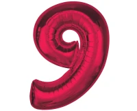 Foil balloon number 9, red, 92 cm EOL