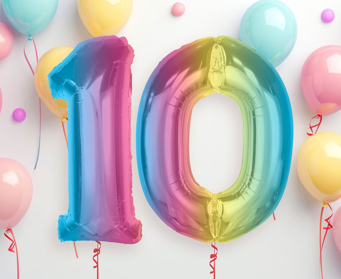Foil balloon number 0, rainbow, 92 cm EOL