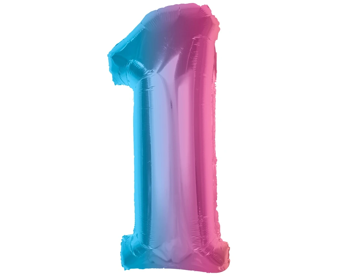 Foil balloon number 1, rainbow, 92 cm EOL