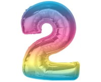 Foil balloon number 2, rainbow, 92 cm EOL