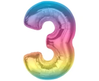 Foil balloon number 3, rainbow, 92 cm EOL