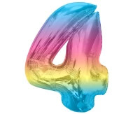 Foil balloon number 4, rainbow, 92 cm EOL