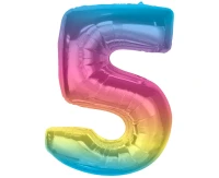 Foil balloon number 5, rainbow, 92 cm EOL