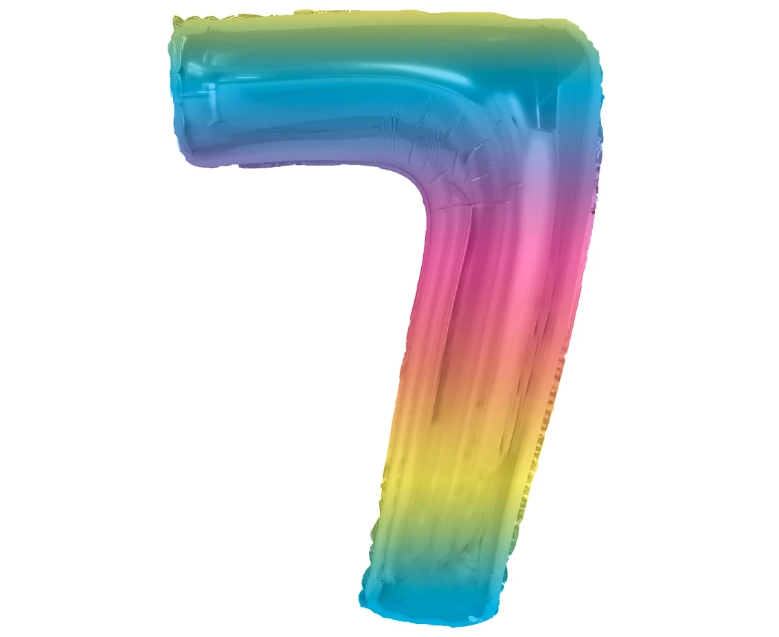Foil balloon number 7, rainbow, 92 cm EOL