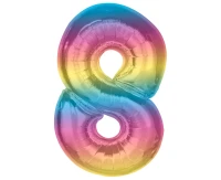 Foil balloon number 8, rainbow, 92 cm EOL