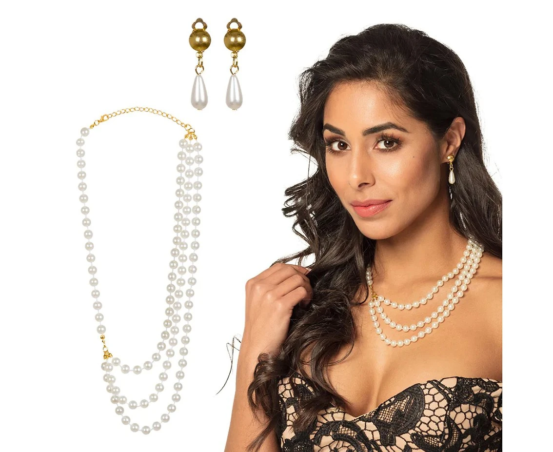 Jewel set Pearl (earrings, necklace)