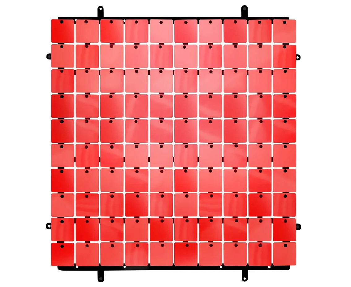 Decorative red panel, black background, 30x30 cm / 100 squares