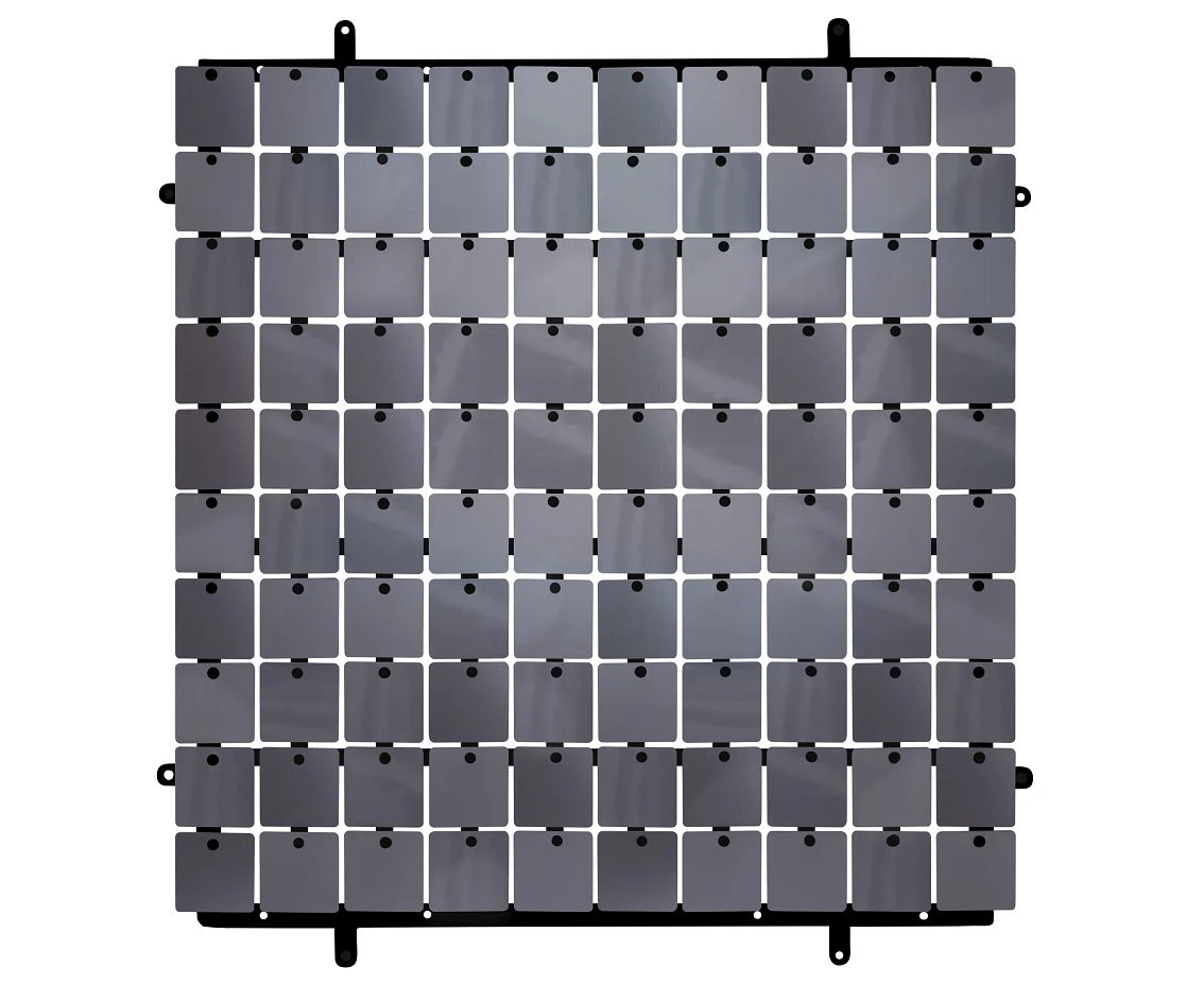 Decorative graphite panel, black background, 30x30 cm / 100 squares