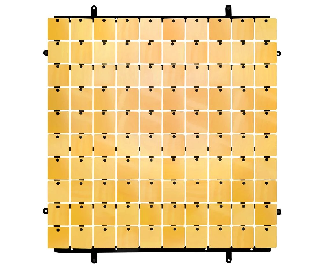 Decorative cooper panel, black background, 30x30 cm / 100 squares