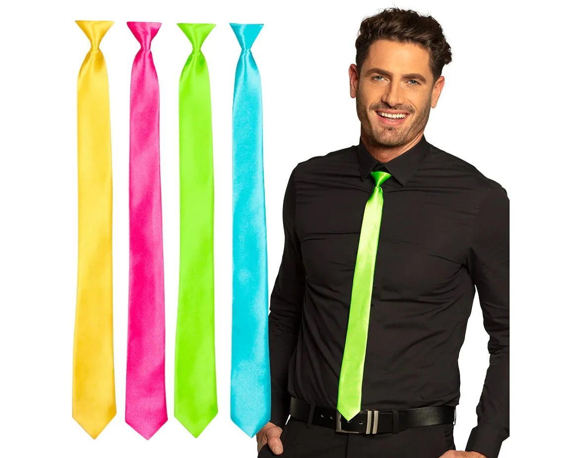 Tie shiny, neon mix, 50 cm, 1 pc EOL