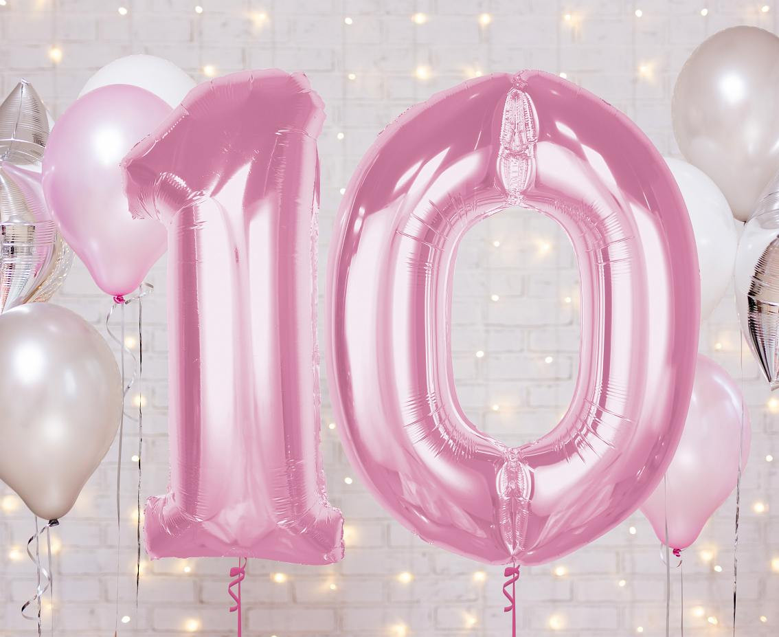 Foil balloon B&C Number 0, light pink, 92 cm