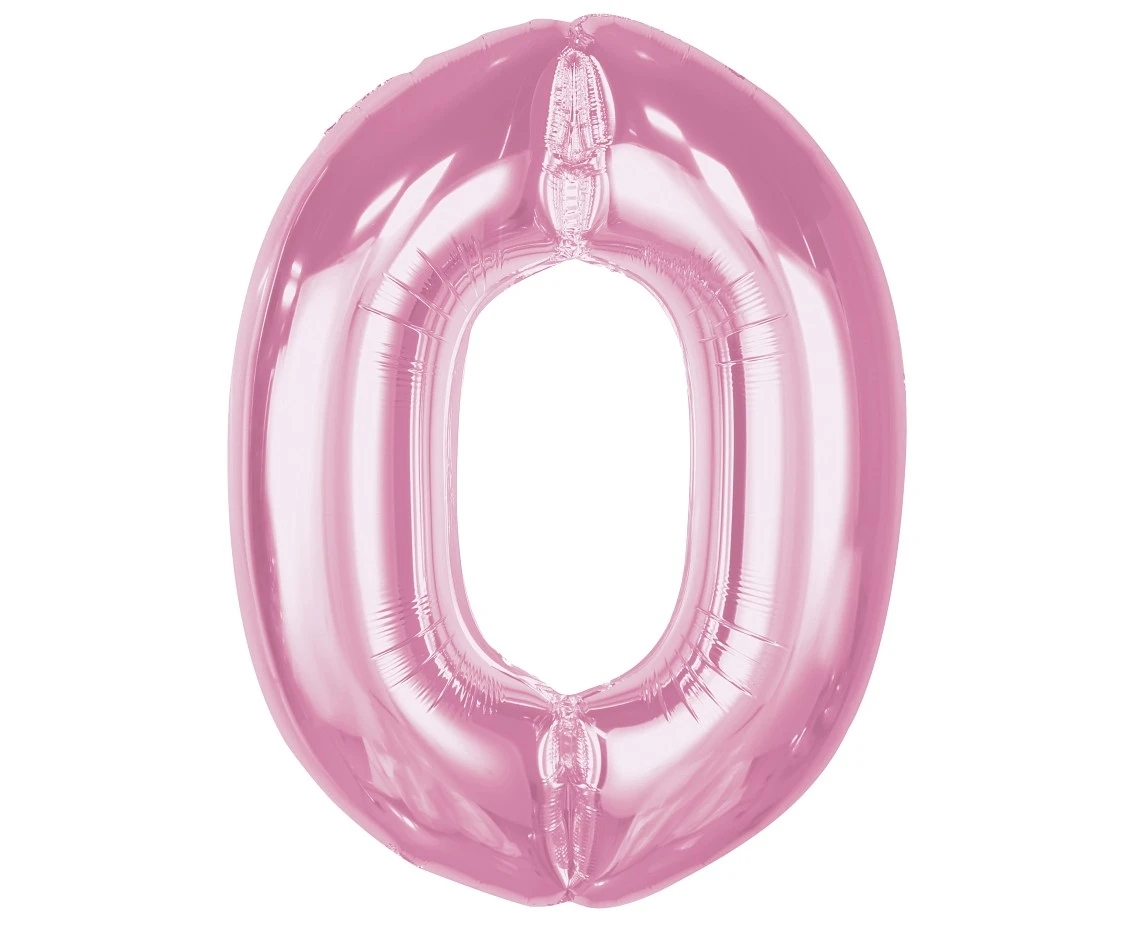 Foil balloon B&C Number 0, light pink, 92 cm